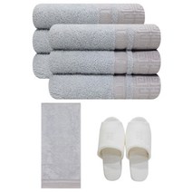 송월타월 격자 세면타월 6p 연회색 + 격자 바스타올 + 격자 슬리퍼 아이보리 L, 1세트