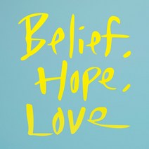 1AM 캘리그라피 인테리어 포인트 스티커 Belief Hope, 노랑