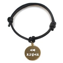 펫츠룩 굿모닝 블랙 반려동물 목걸이 M + 메탈원형 팬던트 S, 골드(아빠보고싶어요), 1개