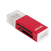 유니콘 USB2.0 휴대용 미니 카드리더기 XC-500A, 레드
