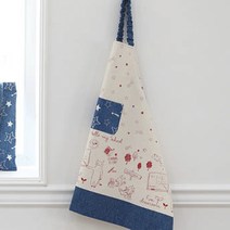 르시앙 옥스퍼드 별과 동물친구들 패브릭원단, 내추럴 + 레드