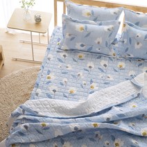 밀크디자인 플로라 시어서커 차렵 이불 + 패드 + 베개 커버 2p 세트