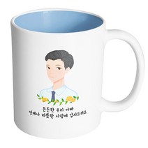 핸드팩토리 플라워라인아빠 든든한우리아빠언제나따뜻한사랑에감사드려요 머그컵, 내부 파스텔 블루, 1개