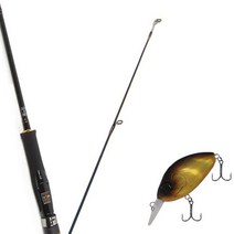 원다 아발론 스피닝 루어 낚싯대 702M + 다미끼 디씨-200 하드 베이트 루어 55mm 236H BLACK GOLD HOLO, 1세트