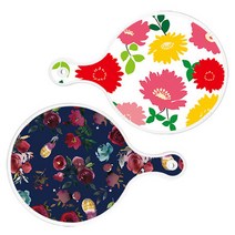 Loem 국화핑크화이트 원형 서빙 도마 2p 세트, 국화핑크화이트, 블루톤플라워, 1세트