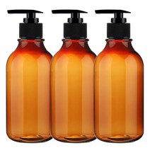 병도매닷컴 ARB300 갈색 투명 디스펜서 206 검정 마개 공병, 300ml, 3개입
