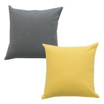 이코니하우스 선염 무지 쿠션 솜 포함 2p 세트, 그레이 , 옐로우