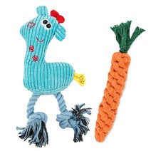 딩동펫 강아지장난감 기린 실타래인형 + 당근실타래, 블루, 1세트