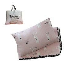 티피 여름 유아 거즈 낮잠이불 세트 중형 베개솜 포함 + 부직포 가방, 레아