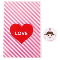 하트 쿠키포장 봉투 핑크 96p + 고깔 걸 스티커 96p, 1세트