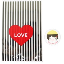 황씨네도시락 하트 쿠키포장 봉투 블랙 30p + 노랑모자 걸 스티커 30p, 1세트