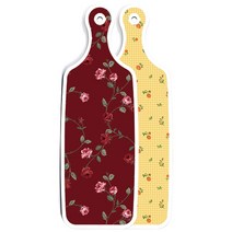 로엠디자인 양면 디자인 서빙 도마 보드 치자색플라워체크, 장미적색, 1개