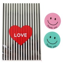 황씨네도시락 하트봉투 블랙 50p + 스티커 스마일원형 핑크 25p + 민트 25p, 1세트
