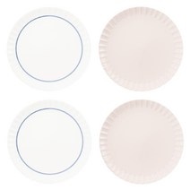 화이 기와 원접시 소 4p 세트, 1세트, 접시 화이트블루 2p + 핑크 2p