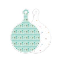 로엠디자인 양면 디자인 원형 서빙 도마 옥색로즈, 라인하트, 1개