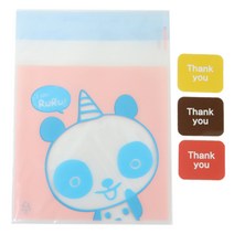 황씨네도시락 접착 야미봉투 팬더 100p + 사각 땡큐 스티커 100p, 1세트