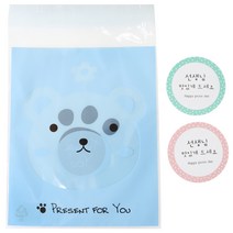 황씨네도시락 접착 애니멀 봉투 곰 30p + 선생님 맛있게 드세요 원형 스티커 30p, 1세트