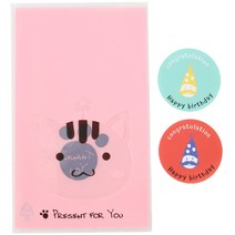 황씨네도시락 비접착 애니멀 봉투 고양이 50p + 고깔 생일 원형스티커 50p, 1세트