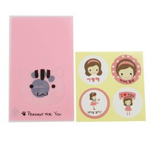 황씨네도시락 비접착 애니멀 봉투 고양이 50p + 연인 소녀 스티커 50p, 1세트