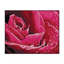 zkf 십자수 DIY 패키지 세트 장미빛 물망울 ZKF450, 혼합 색상, 1세트