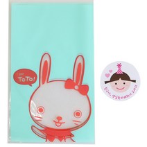 황씨네도시락 비접착 야미봉투 토끼 50p + 고깔 걸 스티커 50p, 1세트