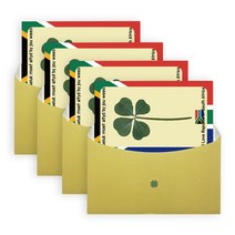 럭키심볼 행운의 네잎클로버 생화 국기 카드 + 봉투 세트, 남아프리카공화국, 4세트