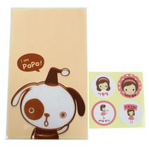 황씨네도시락 비접착 야미봉투 강아지 30p + 연인 소녀 스티커 30p, 1세트