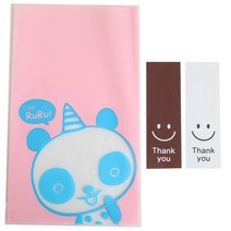 황씨네도시락 비접착 야미봉투 팬더 100p + 스마일 직사각 스티커 100p, 1세트