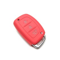케인즈 현대 엑센트 3버튼 실리콘 스마트키 케이스 KE-19, 핑크레드