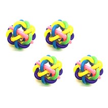 온빛펫 강아지 무지개 딸랑이공 6cm, 혼합 색상, 4개입