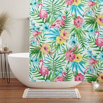 포그난 패브릭 샤워커튼 플라밍고플라워, 1개