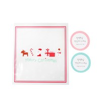 황씨네도시락 크리스마스 아이콘 쿠키봉투 레드 100p + 원형 선생님 맛있게 드세요 스티커 핑크 50p + 민트 50p, 1세트