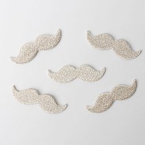 패션포인트 미니 자수 와펜 콧수염 51 x 16 mm, 실버, 5개입