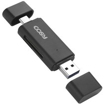 [sd카드통] 코시 타입C OTG USB3.0 PC겸용 카드리더기, CR3331C, 블랙