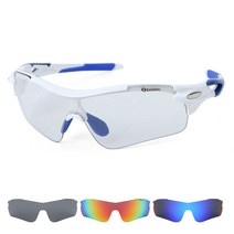 오클렌즈 변색 렌즈4종 편광선글라스 스포츠고글 S54, 화이트블루프레임, 변색 + 편광(스모크, 블루, 레드)