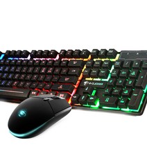 지클릭커 게이밍 유선 키보드 마우스 세트, GMK-210X, 혼합색상, 일반형