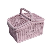 라탄샵 베이직 피크닉 바구니 B601, 핑크, 1개