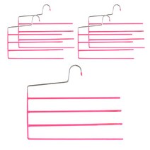 데코즈인 코팅 바지걸이 4단, 핑크, 5개