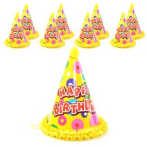 파티쇼 리본레이스생일고깔모자, 옐로우, 9개