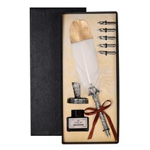 트리 유럽풍 골드펄 깃털 만년필 세트, 0.5mm, 화이트