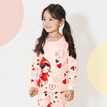 유니프랜드 아동용 하트망또 오가닉 양면9부 실내복 상하세트