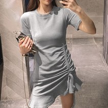 페이퍼먼츠 여름 반팔 셔링 플레어 롱 티셔츠 미니 원피스 5845