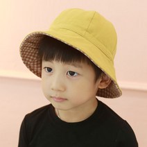 무슈 유아동용 체크 양면 벙거지