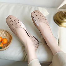 라블 말랑말랑 발편한 펀칭 플랫슈즈 그레올