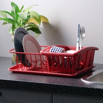 메탈텍스 아쿠아넷 식기건조대 1단, 레드