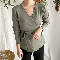 아모르데이 여성용 슬림 타이트핏 브이넥 리핑 랩 스타일 니트 가디건