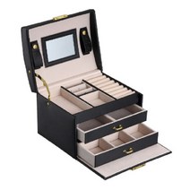 라별 쇼신 라쁠뤼 거울 액세서리 보석함 블랙, 1개