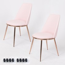 비에프컴퍼니 골드 써클체어 식탁의자 라이트핑크 2개입 + 고무발통커버 8p