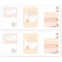 멜로우 3단 점착 메모지세트, 고양이, 2세트