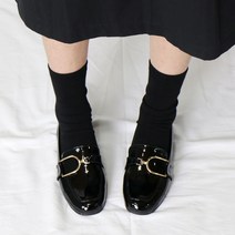 여성용 베이직 스퀘어 베니치 로퍼 학생화